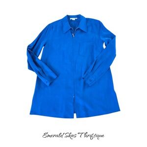 Saks fifth Ave real clothes silk full zip blouse. Size small. Free shipping